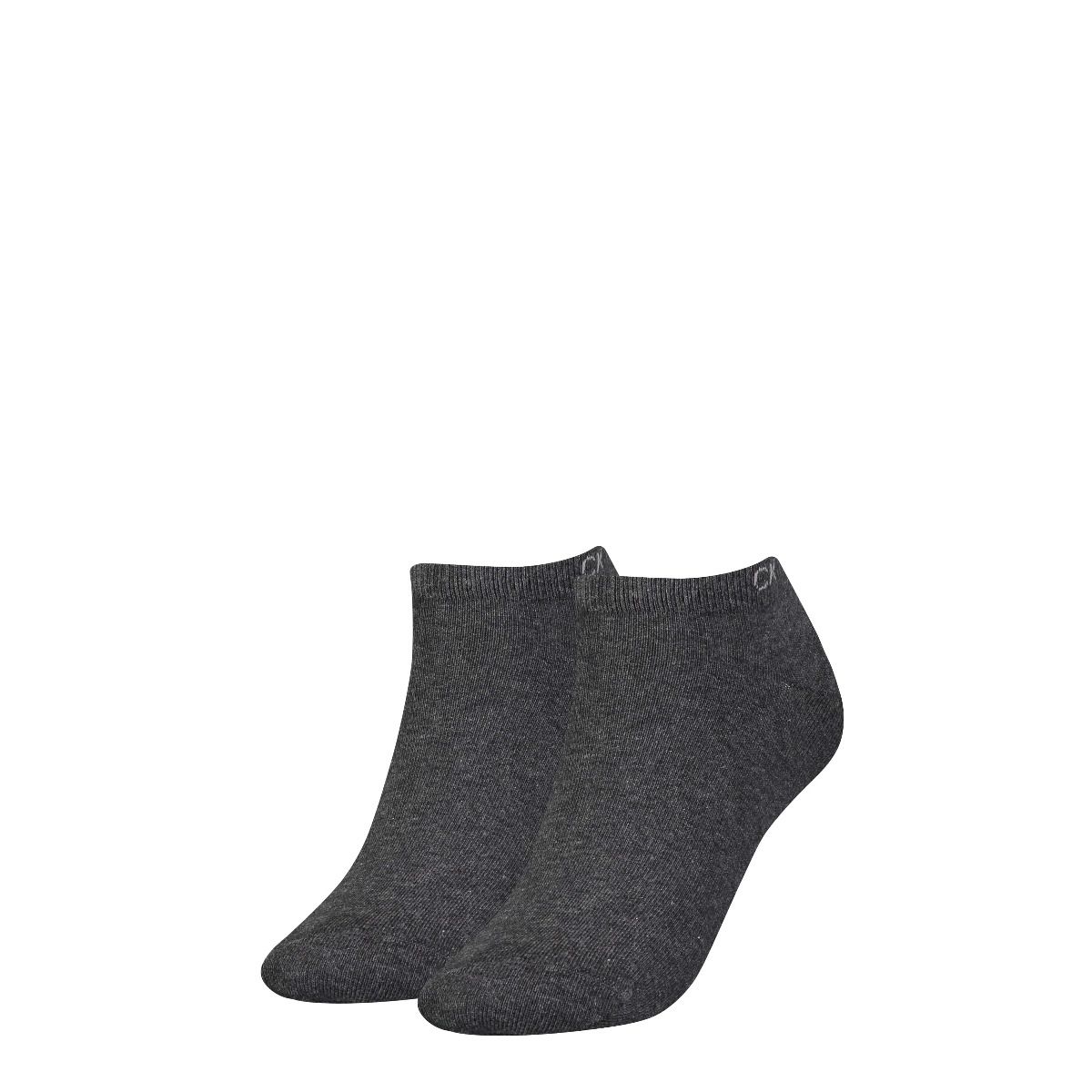 Dames katoenen sneakersokken - Dark grey melange - One-size - 2 paar