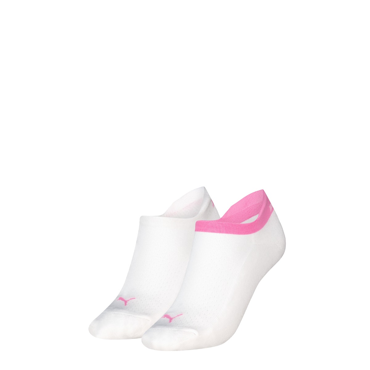 Dames sneakersokken met badstof zool - White - Pink Splash - 35-38 - 2 paar