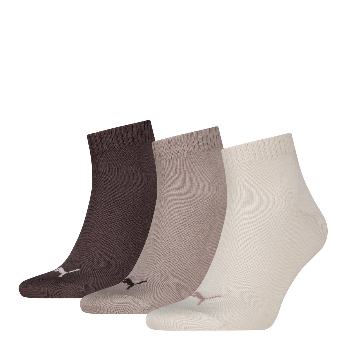 Unisex quarter sokken - Neutral Brown - 43-46 -3 paar
