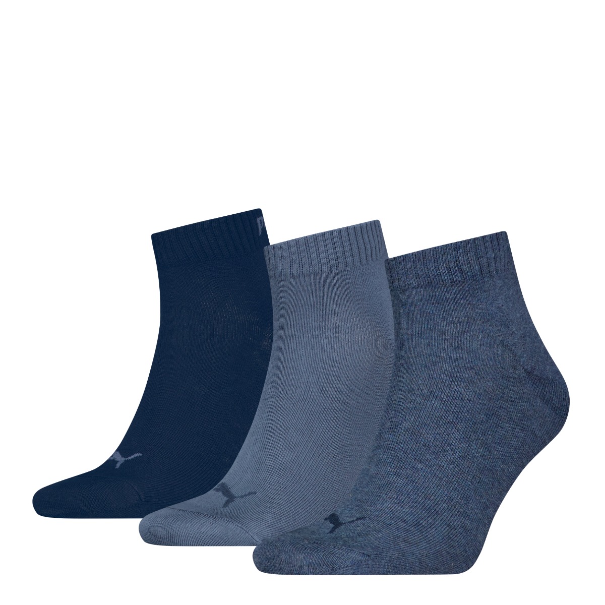 Unisex quarter sokken - Denim Blue - 43-46 - 3 paar