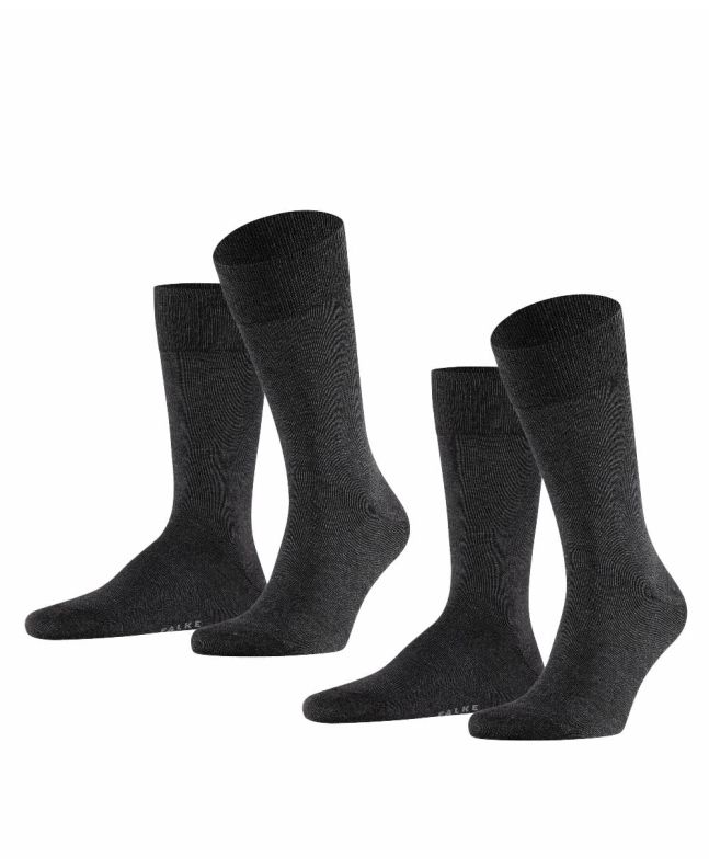 FALKE Happy heren sokken 2-pack - Anthracite melee - 43-46 14610-Anthracite-melee-43-46