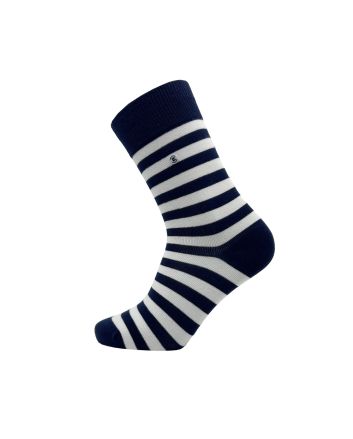 Unisex gestreepte sokken marineblauw en wit