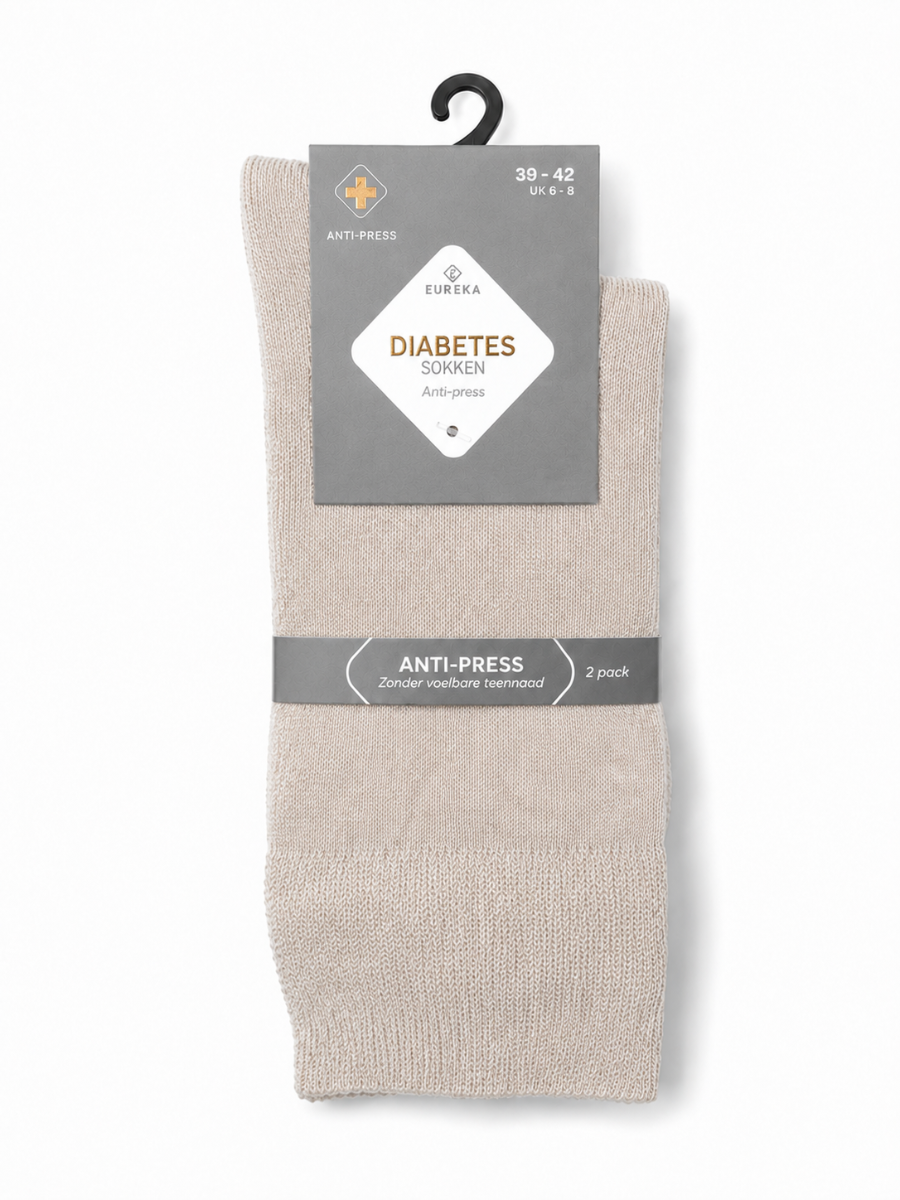Unisex diabetes sokken dun - Light beige - 43-46 - 2 paar