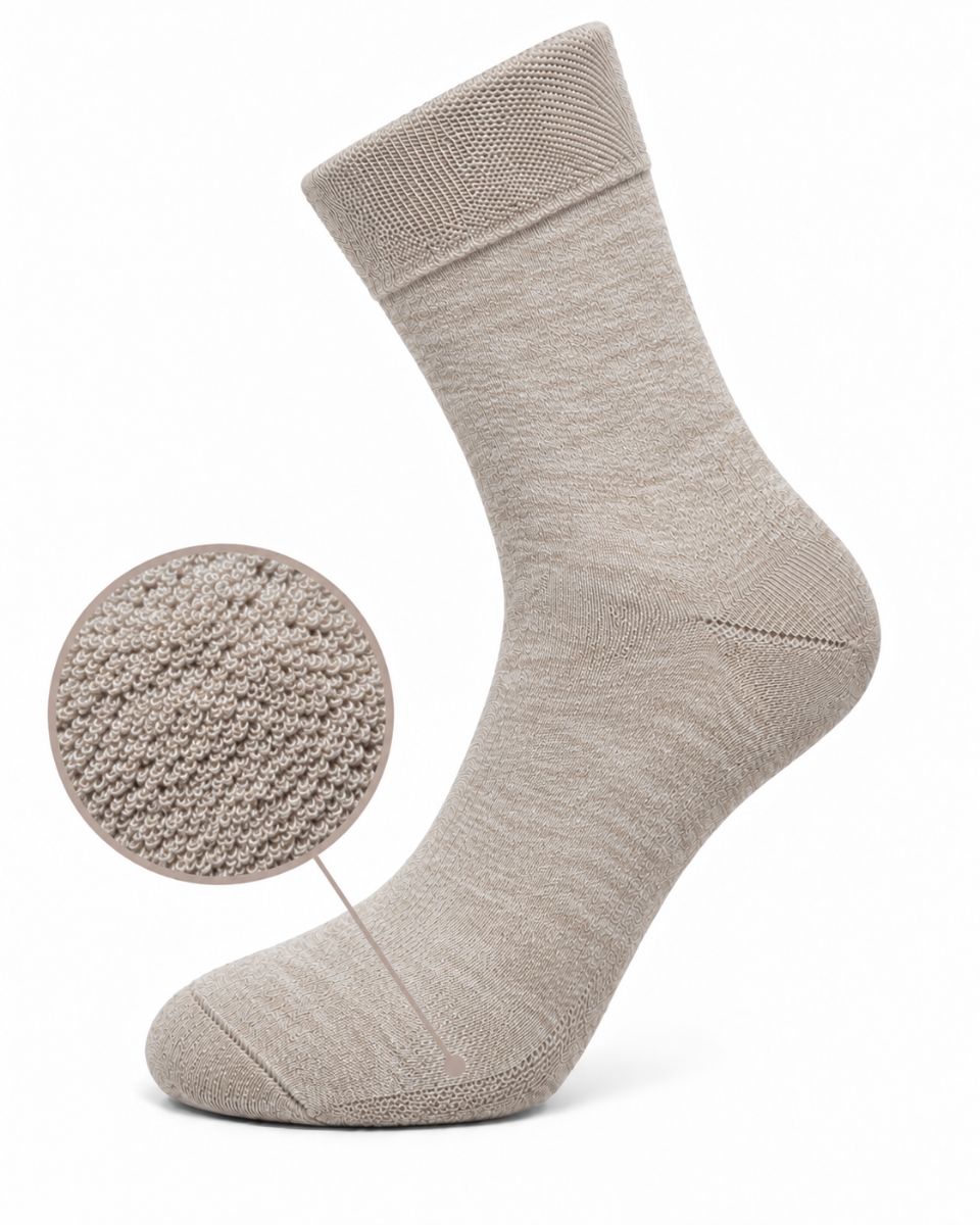 Unisex diabetes sokken medium met badstofzool - Light beige- 43-46 - 2 paar