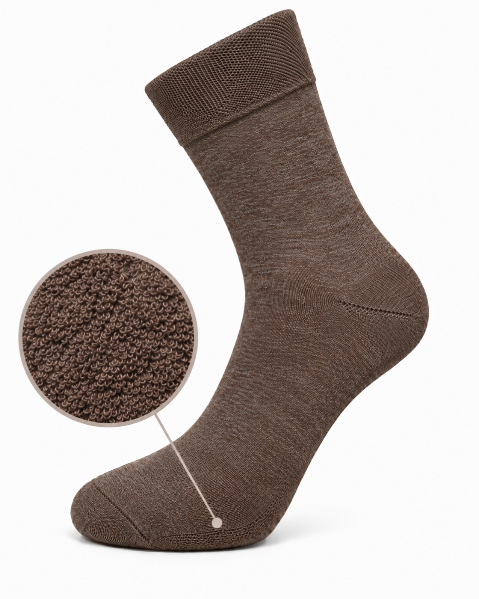 Unisex diabetes sokken medium met badstofzool - Dark beige- 43-46 - 2 paar