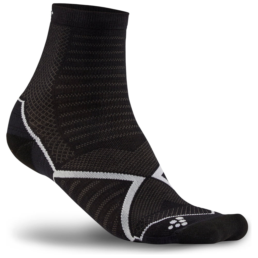 Hardloop enkelsokken met duurzame wolmix – Black white – 46-48