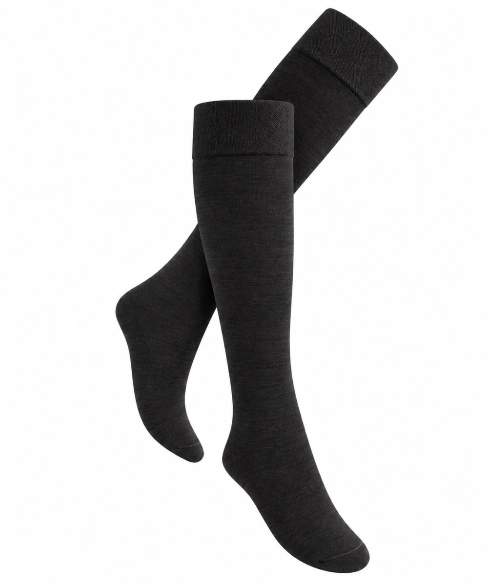Dames merinowollen panty kniekousen - Black - One size