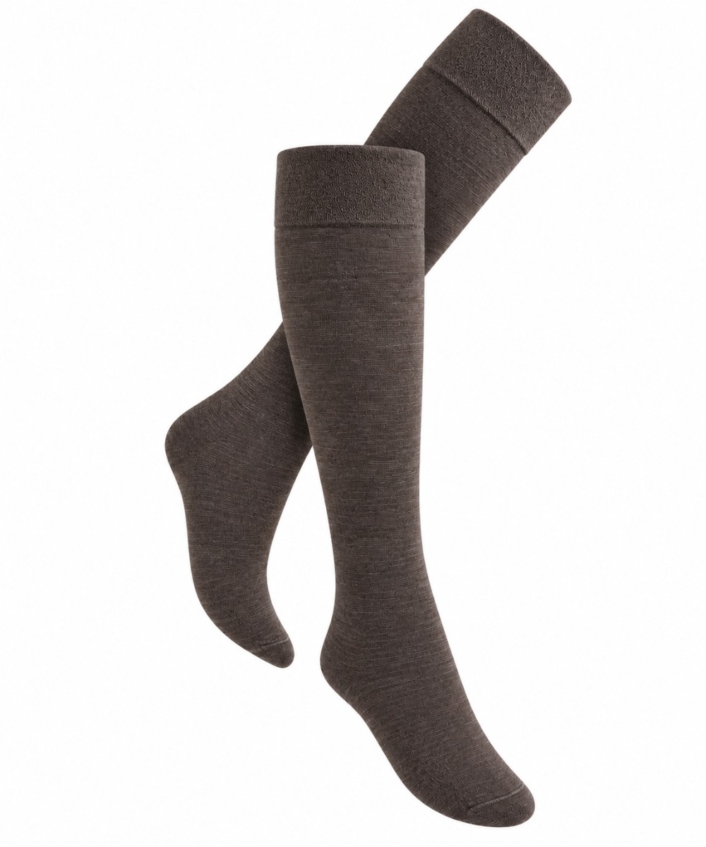 Dames merinowollen panty kniekousen - Espresso - One size