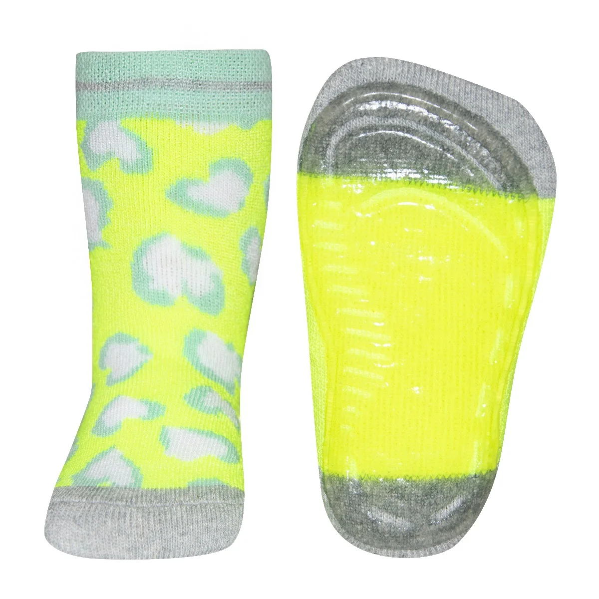 SOKKEN-ONLINE | Antislip kindersokken luipaard print-18/19-Fluor yellow | Ewers