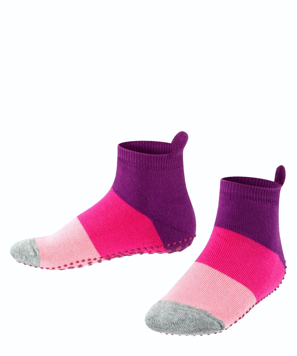 FALKE Colour Block antislip noppen Katoen Kinderen Huissokken paars - Maat 23-26