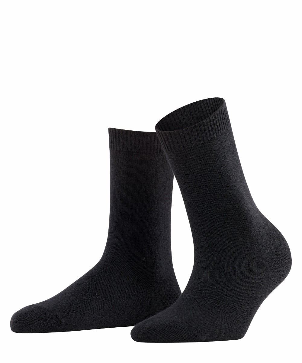 FALKE Cosy Wool warme dikke Merino Wol Kasjmier Dames Sokken zwart - Maat 39-42