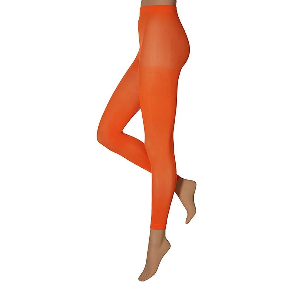 Dames party leggings fluorescerend oranje 60 denier - Verkleedlegging basic neon oranje S/M