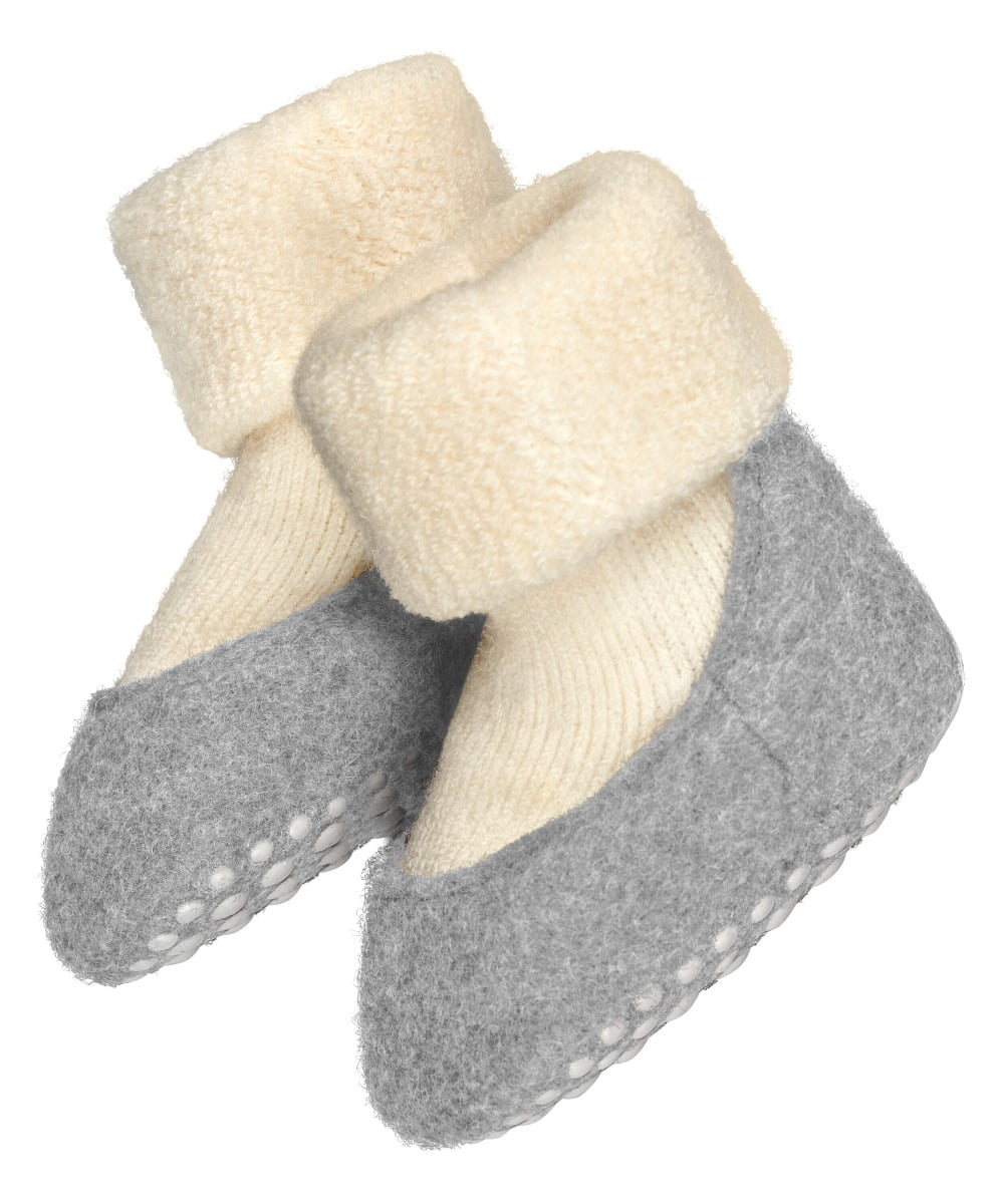 Baby Cosyshoe Slofsok voor meisjes en jongens dik warm admend met anti slip nopjes effen zonder motief  Maagdelijke Wol Wit baby sokken - Maat 17-18