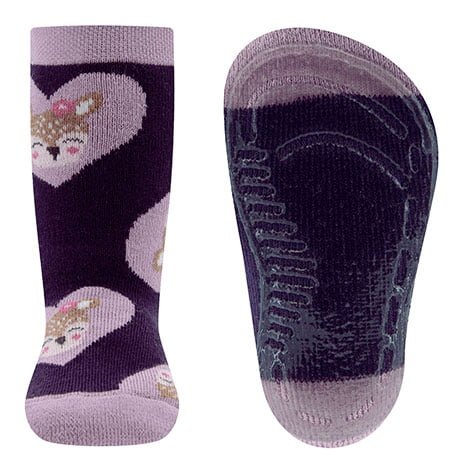 Ewers antislip sokken paars met bruine bami's