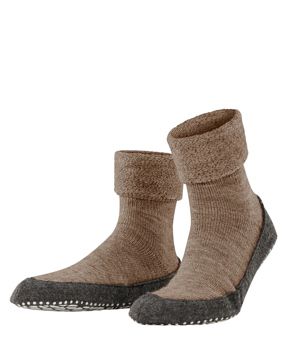 FALKE Cosyshoe antislip noppen merino wol huissokken pantoffels heren bruin - Maat 45-46