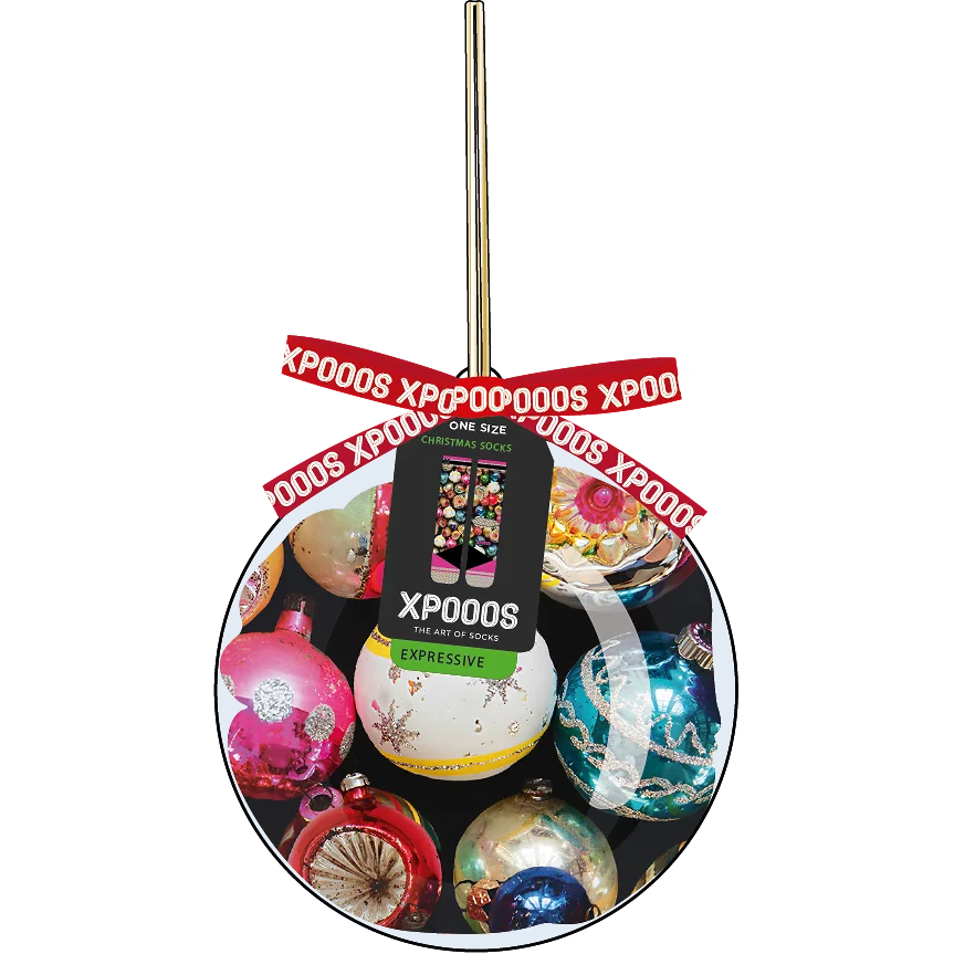 XPOOOS sokken met Xmas bauble shiny baubles print