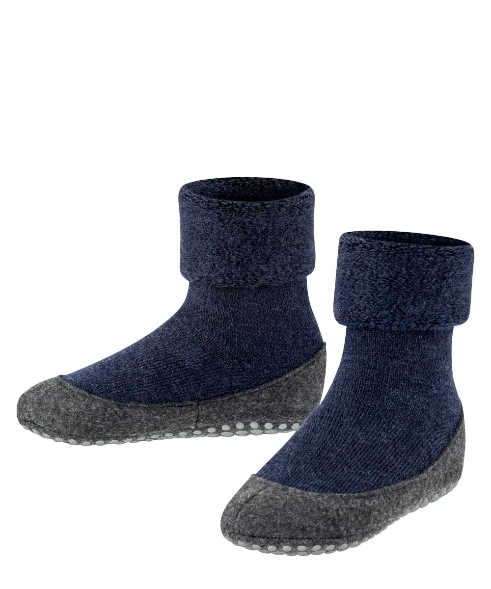 Cosyshoe Slofsok voor meisjes en jongens versterkt zonder patroon ademend effen stud print anti-slip op zool Merinowol Blauw kinderen sokken - Maat 25-26