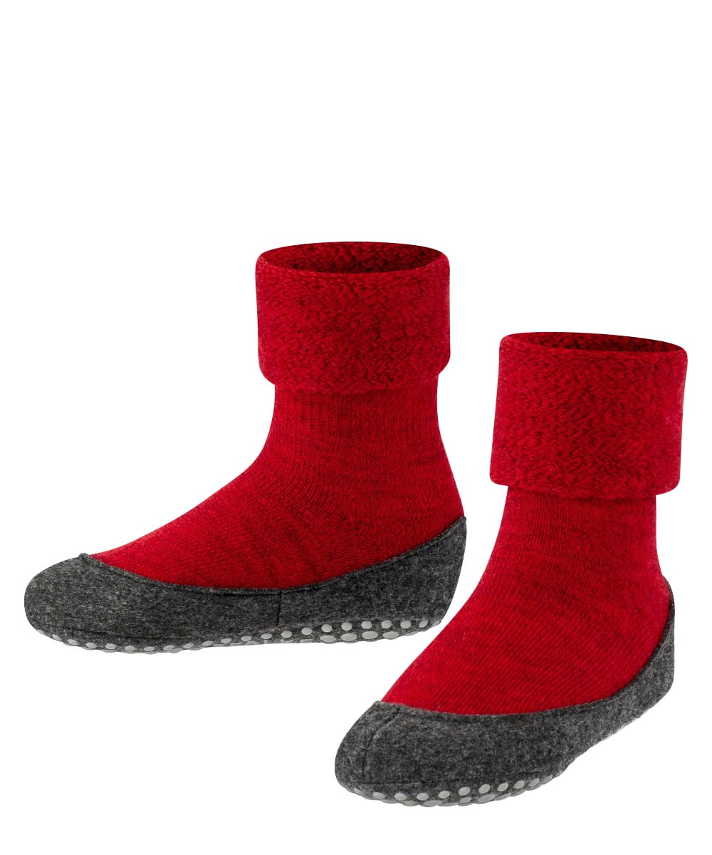 FALKE Cosyshoe Minis antislip noppen merino wol huissokken pantoffels kinderen rood - Maat 21-22