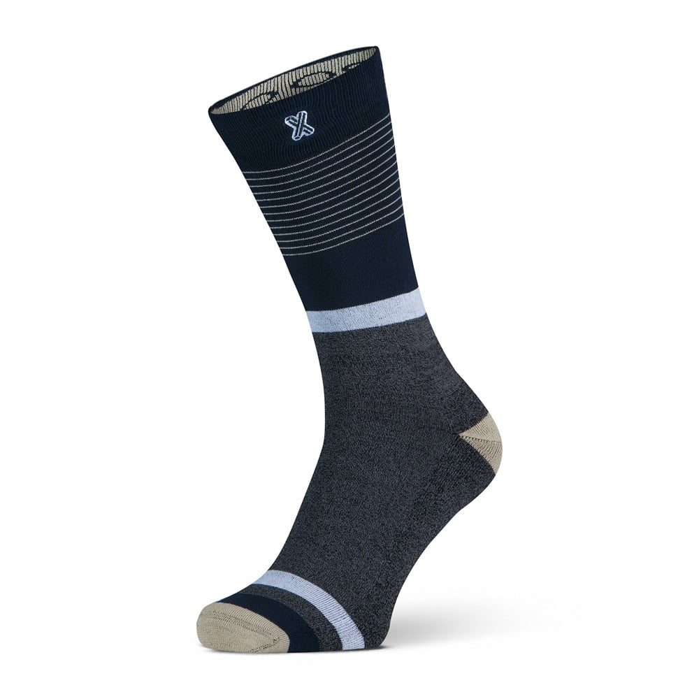 XPOOOS bamboe sokken essential graphics stripes zwart & grijs - 43-46