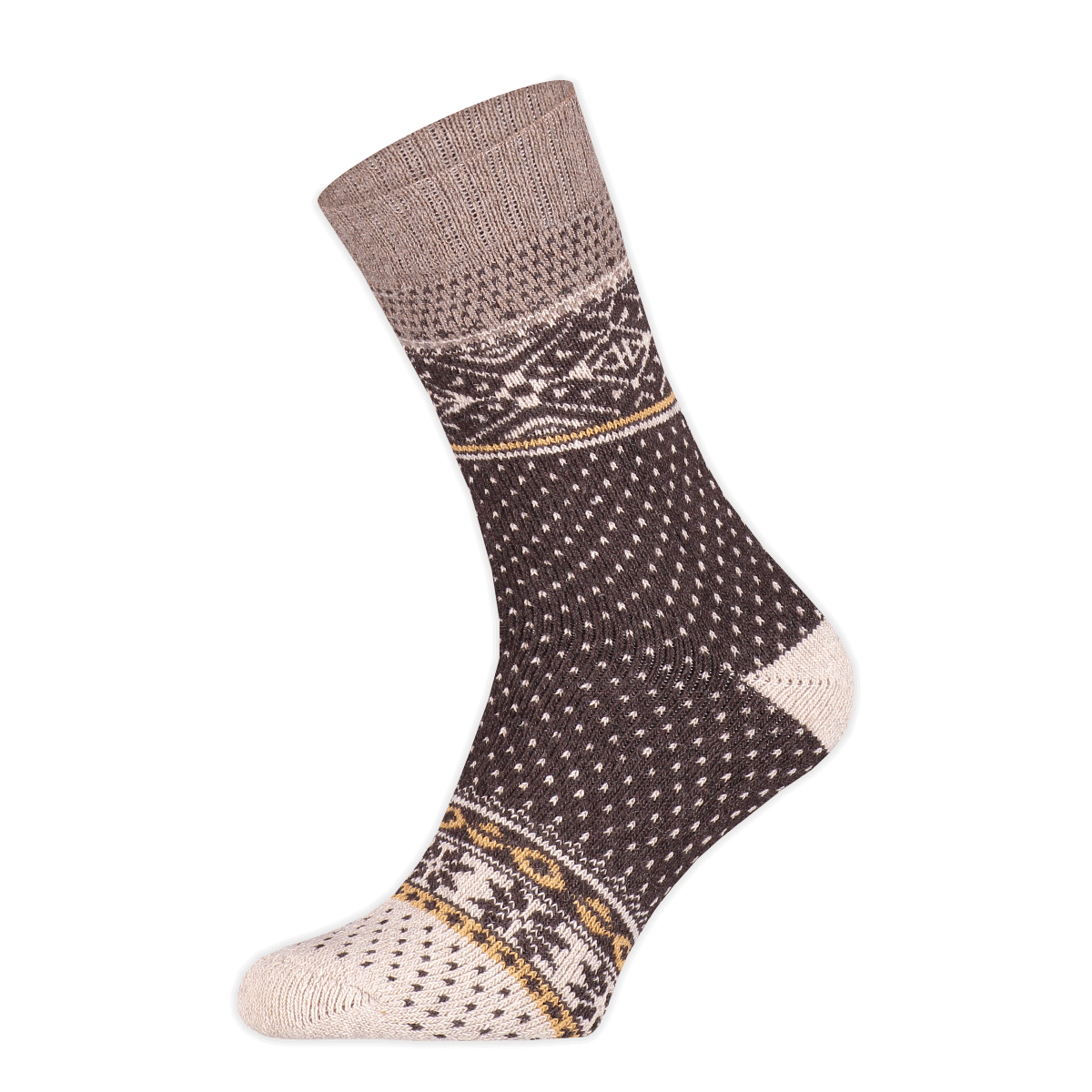 Basset - Heren - Wollen Nordic Socks - Herensokken - Winter - 45% Wol - Maat 43/46 - Bruin