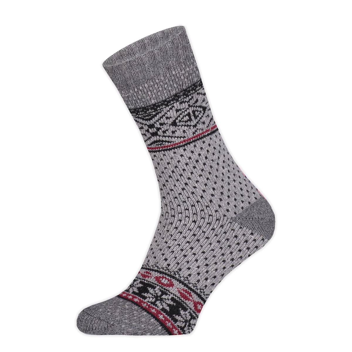 Basset - Heren - Wollen Nordic Socks - Herensokken - Winter - 45% Wol - Maat 39/42 - Grijs