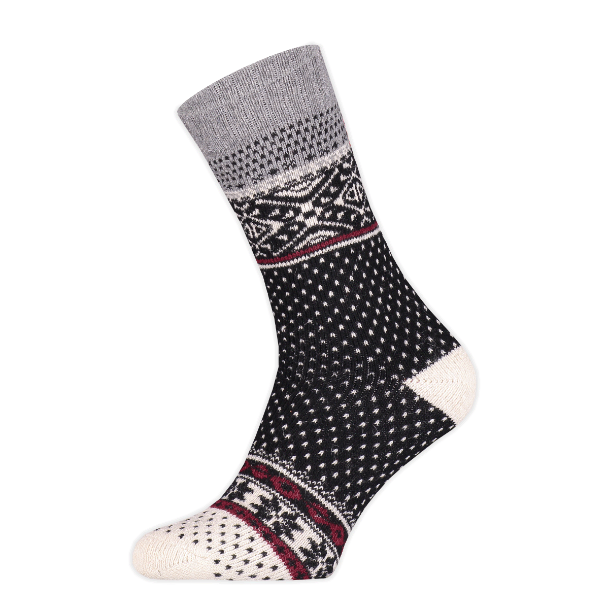 Basset - Heren - Wollen Nordic Socks - Herensokken - Winter - 45% Wol - Maat 43/46 - Zwart