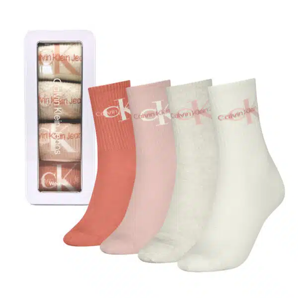 Calvin Klein dames sokken giftbox logo 4-pack