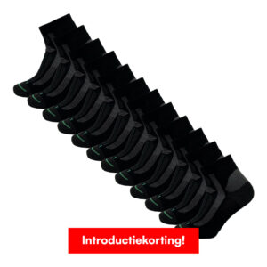 Sokken Online-10cel-quarter-werksokken-zwart-12-paar-korting