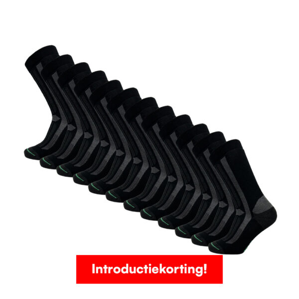 Sokken Online-10cel-werksokken-zwart-hoog-12-paar-korting
